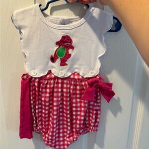 Pink and White Gingham Baby Romper